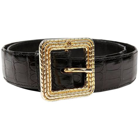 chanel gold buckle croc belt